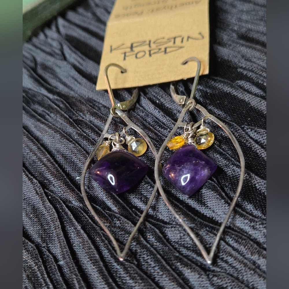 'Kristin Ford' Amethyst and Citrine Earrings